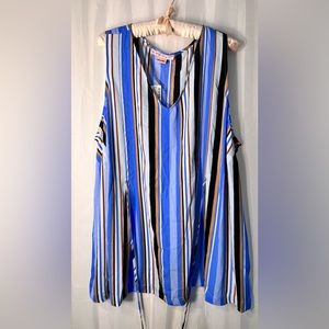 NWT-Dia & Co. Plus 3X Striped Sleeveless Blouse
